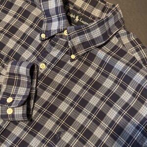 Ralph Lauren Yarmouth Plaid Button Long Sleeve Shirt Classic‎ Mens 17 1/2 34 35